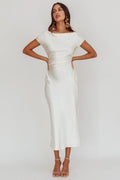 Loveland Cap Sleeve Cowl Back Midi Dress Oyster