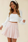 Wildflower Tassel Trim A-line Skirt Pink
