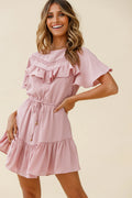 Forever Free Angel Sleeve Drawstring Waist Dress Blush