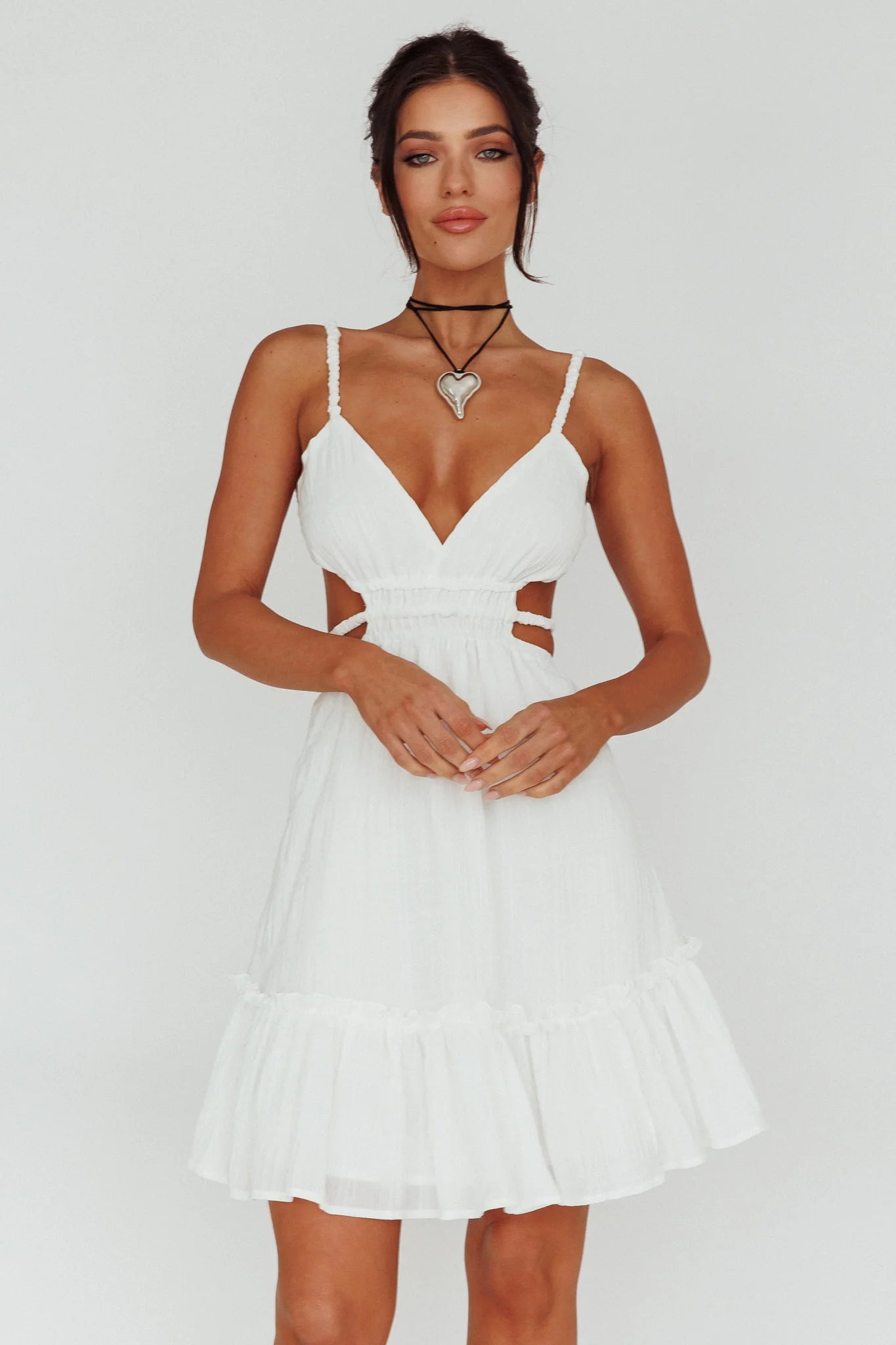 High Flier Open Back Mini Dress White