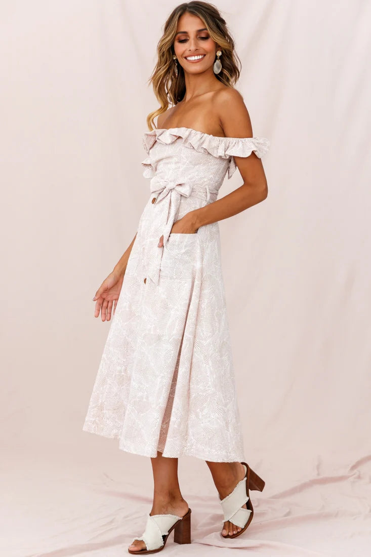 Matisse Off-Shoulder Placket Dress Blush Pattern