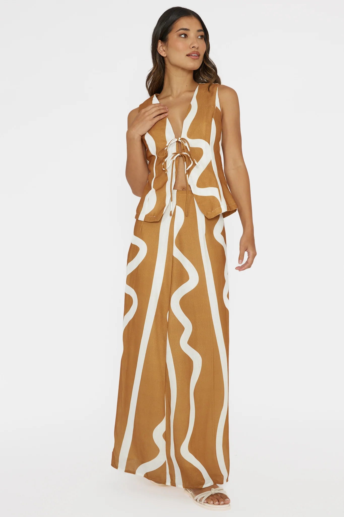 Meet Me There Maxi Skirt Abstract Tan