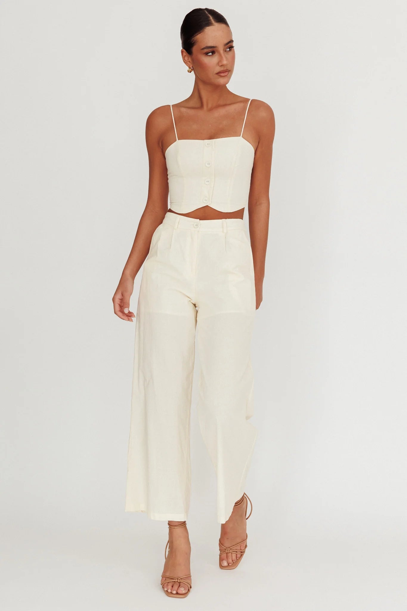 Breathless Straight Neck Cropped Top Oat