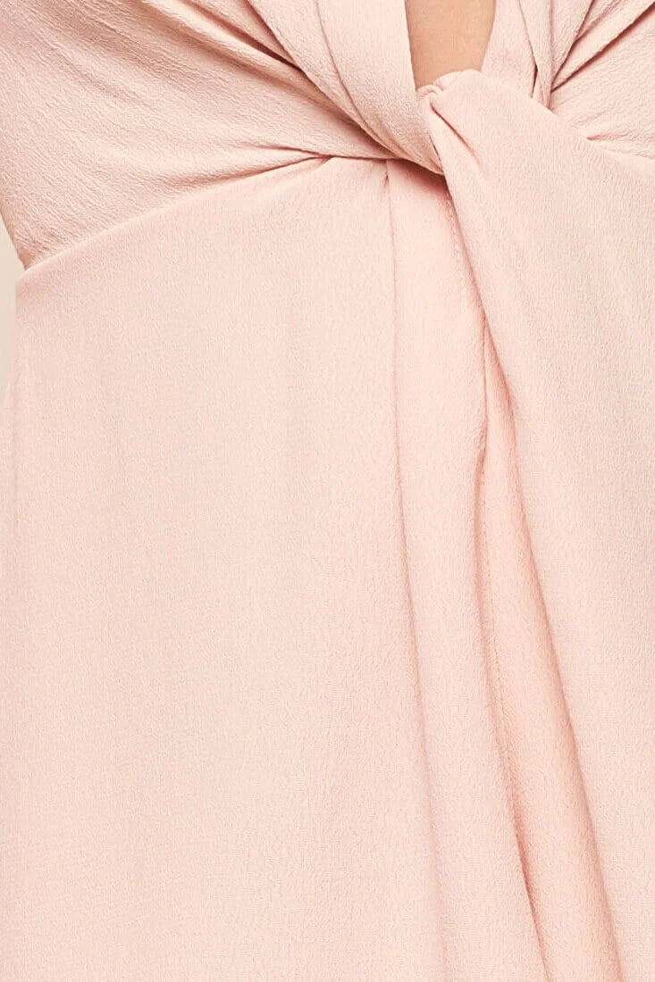 Nastasya Long Sleeved Plunging Neckline Dressy Romper Pink