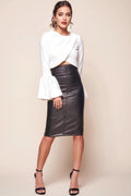 Odeya Asymmetrical Bell Sleeve Crop Top White