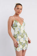 Amitie Floral Lace Mini Dress Green