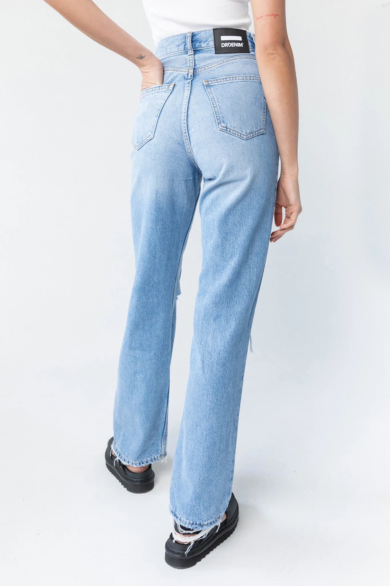 DR DENIM Echo Jeans Empress Sky Blue Rip