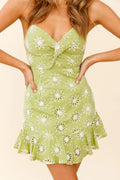 Louella Bust Twist Floral Embroidered Dress Apple Green
