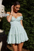 Run The World Off-Shoulder Mini Dress Floral Green