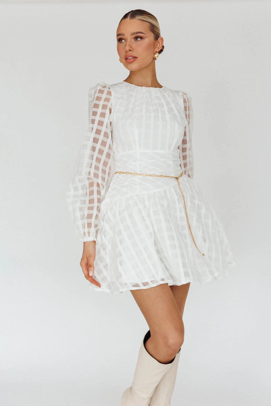 Tatiana Long Sleeve Plaid Mini Dress