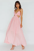 Tenyl Open Back Strappy Midi Dress Blush