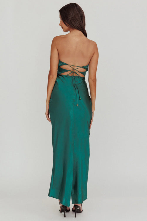Good Impression Double Twist Midi Dress Forest Green