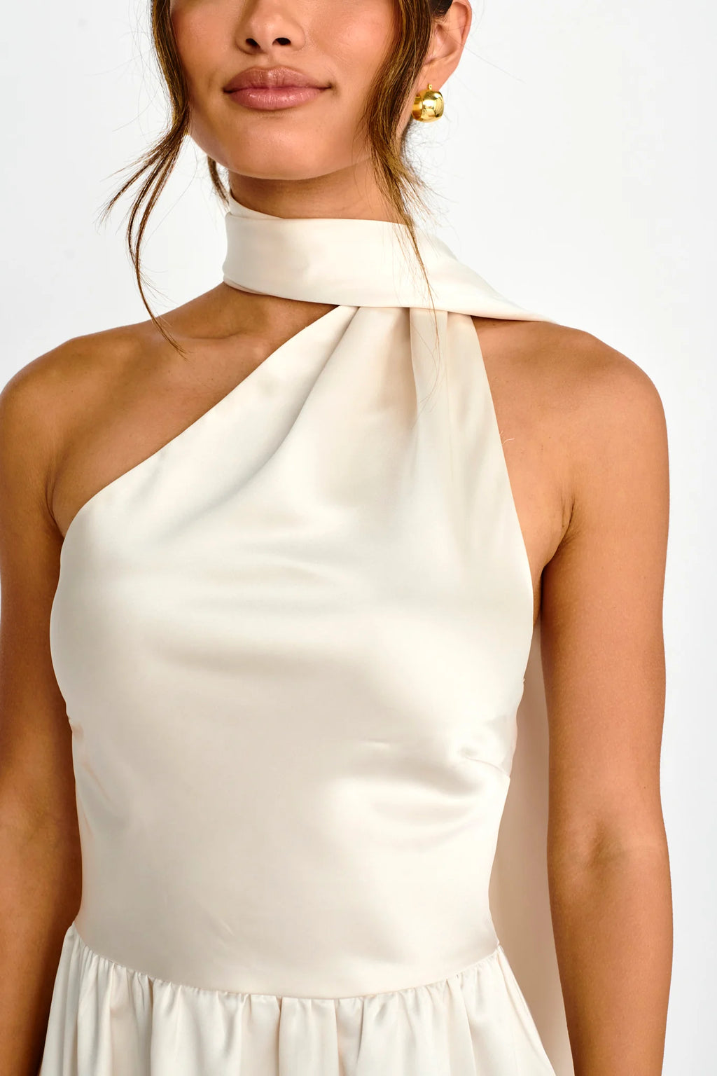 Gimme Love Open Back Flounce Mini Dress Oyster