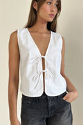 Nuvo Tie Front Vest Top White