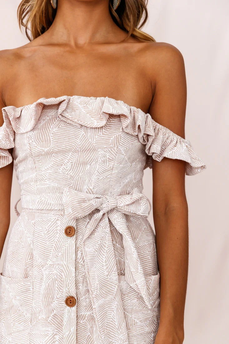 Matisse Off-Shoulder Placket Dress Blush Pattern