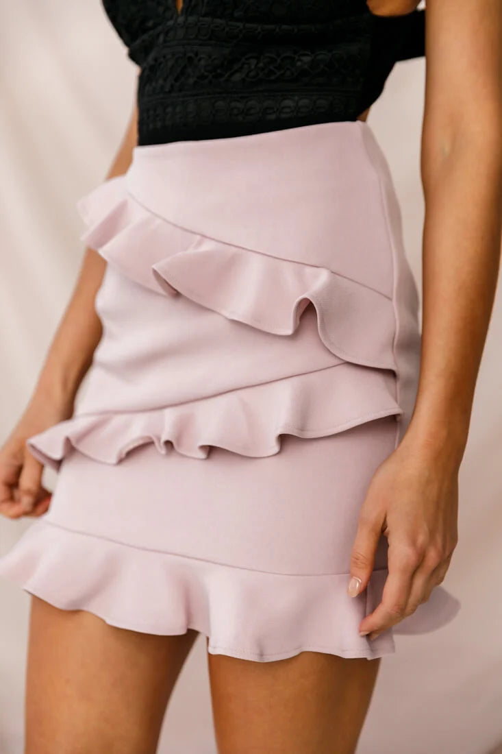 Frilled To Meet You Mini Skirt Mauve