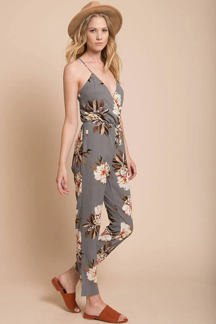 Izabella Grey Floral Jumpsuit