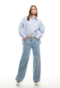 LIONESS Boyfriend Shirt Blue