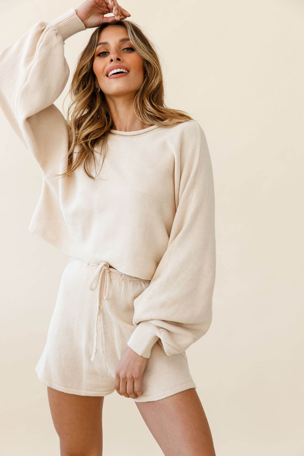 Easy Breezy Long Sleeve Midi Sweater Beige