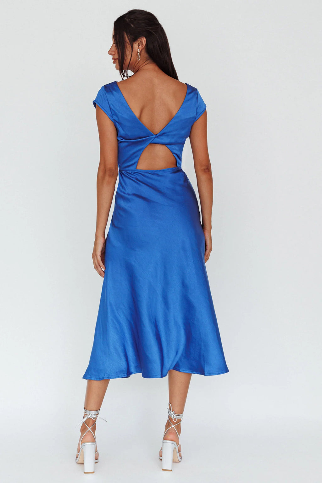 Lucinda Twist Back Midi Dress Navy