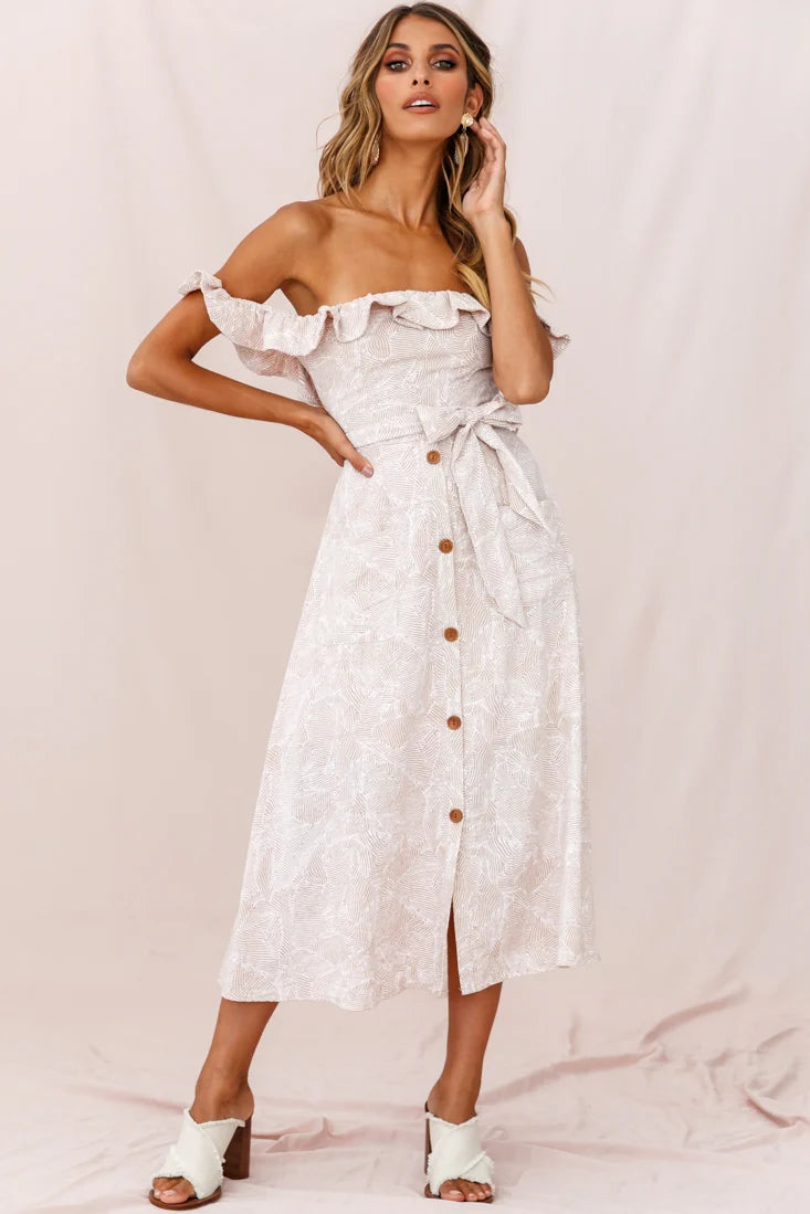 Matisse Off-Shoulder Placket Dress Blush Pattern
