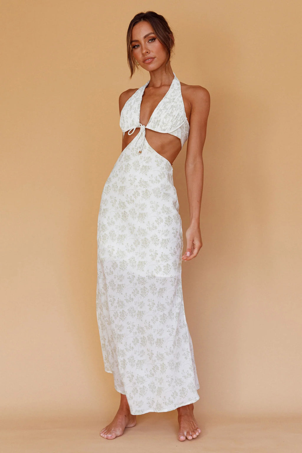 Paradise Found Cut-Out Midi Dress Floral Sage