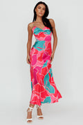 Hula Sweetheart Midi Dress Floral Red