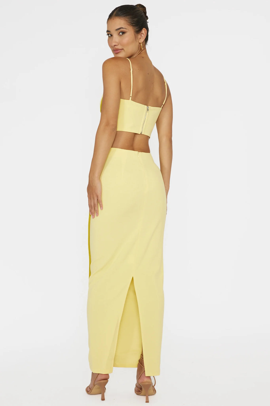 Ferrera Piping Trim Maxi Skirt Yellow