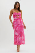 Melania Cut-Out Bodice Dress Floral Pink
