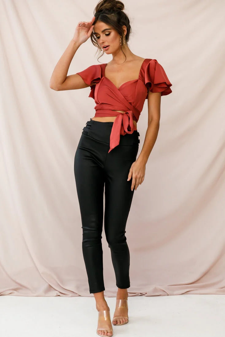 Marquise Wrap Crop Top Rosewood