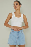 In Sync Scoop Neck Crop Top White