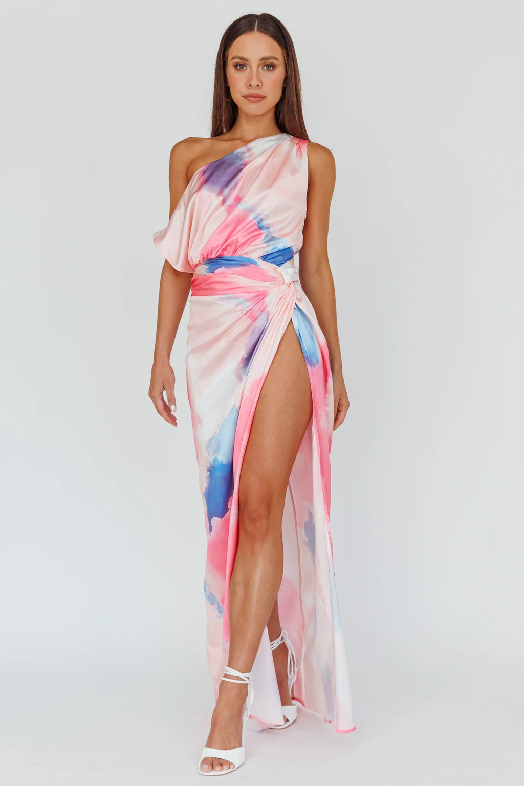 Charm Me Thigh Split Maxi Dress Pink/Blue