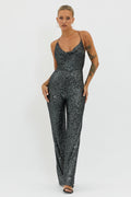 Midnight Kiss Sequin Jumpsuit Gunmetal