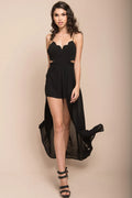 Trista cutout Maxi Romper Black