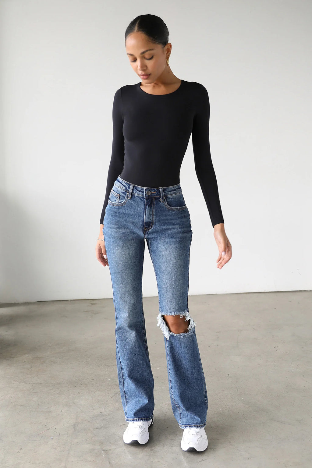 DOGMA High Rise Flare Leg Denim Jeans Dark Wash
