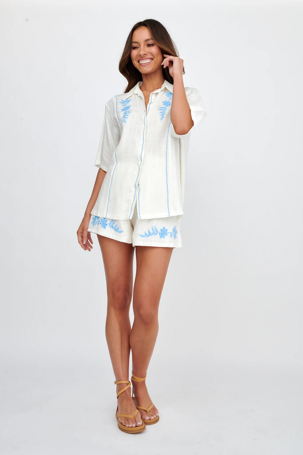 Jeni Embroidered Detail Shirt White