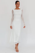 Lustre Open Back Mesh Maxi Dress White