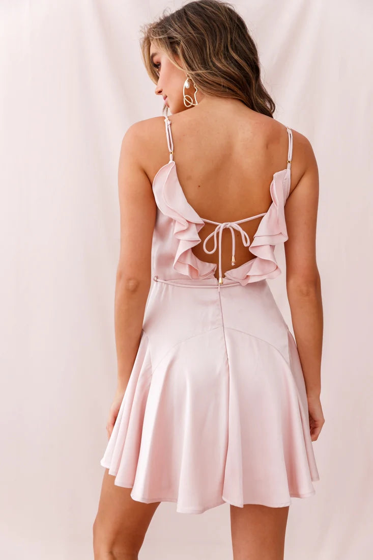 Valley Ruffle Tie-Up Back Dress Blush