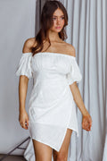 Dayanara Off-Shoulder Puff Sleeve Dress White