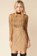 Francie Fringe Dress Brown