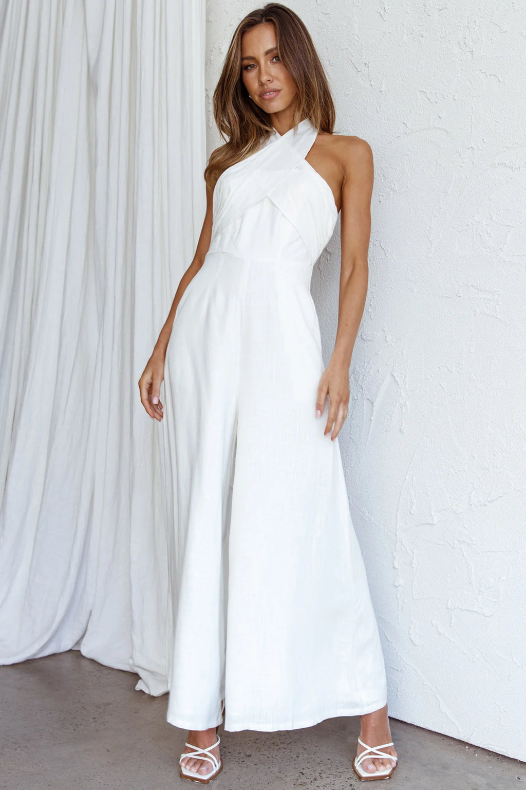 Stars Align Halterneck Jumpsuit White