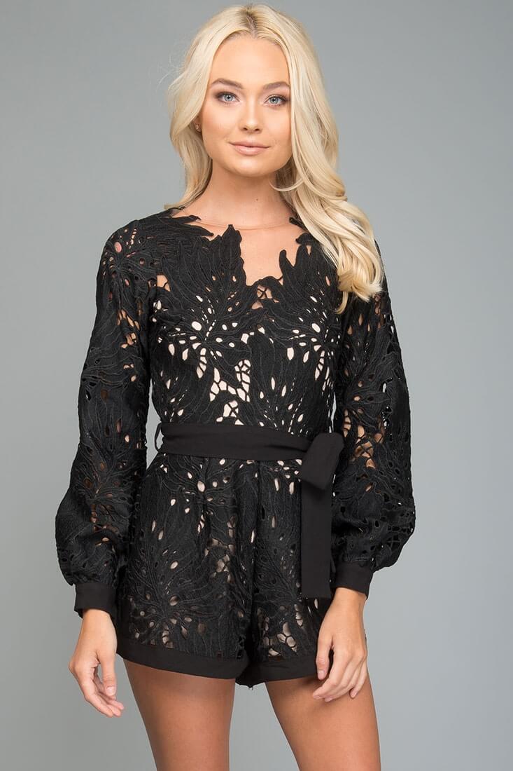 Hadley Fancy Cutout Romper Black