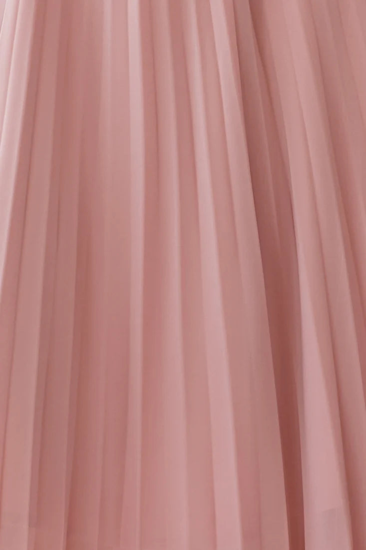 Artemis Accordion Pleat Strappy Back Midi Dress Blush