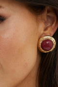 Misty Gold Dome Earrings Wine