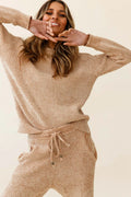 Robin Long Sleeve Ribbed Knit Sweater Tan