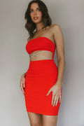 Nohemi Strapless Diamante Mini Dress Red