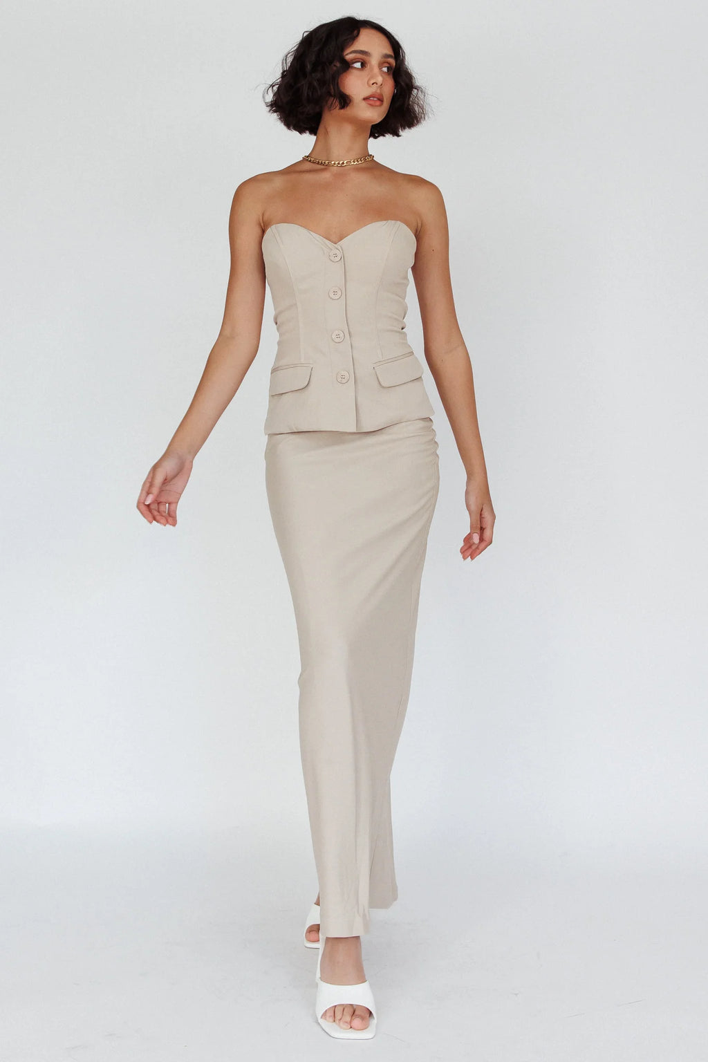 Valencia Flare Midi Skirt Oat