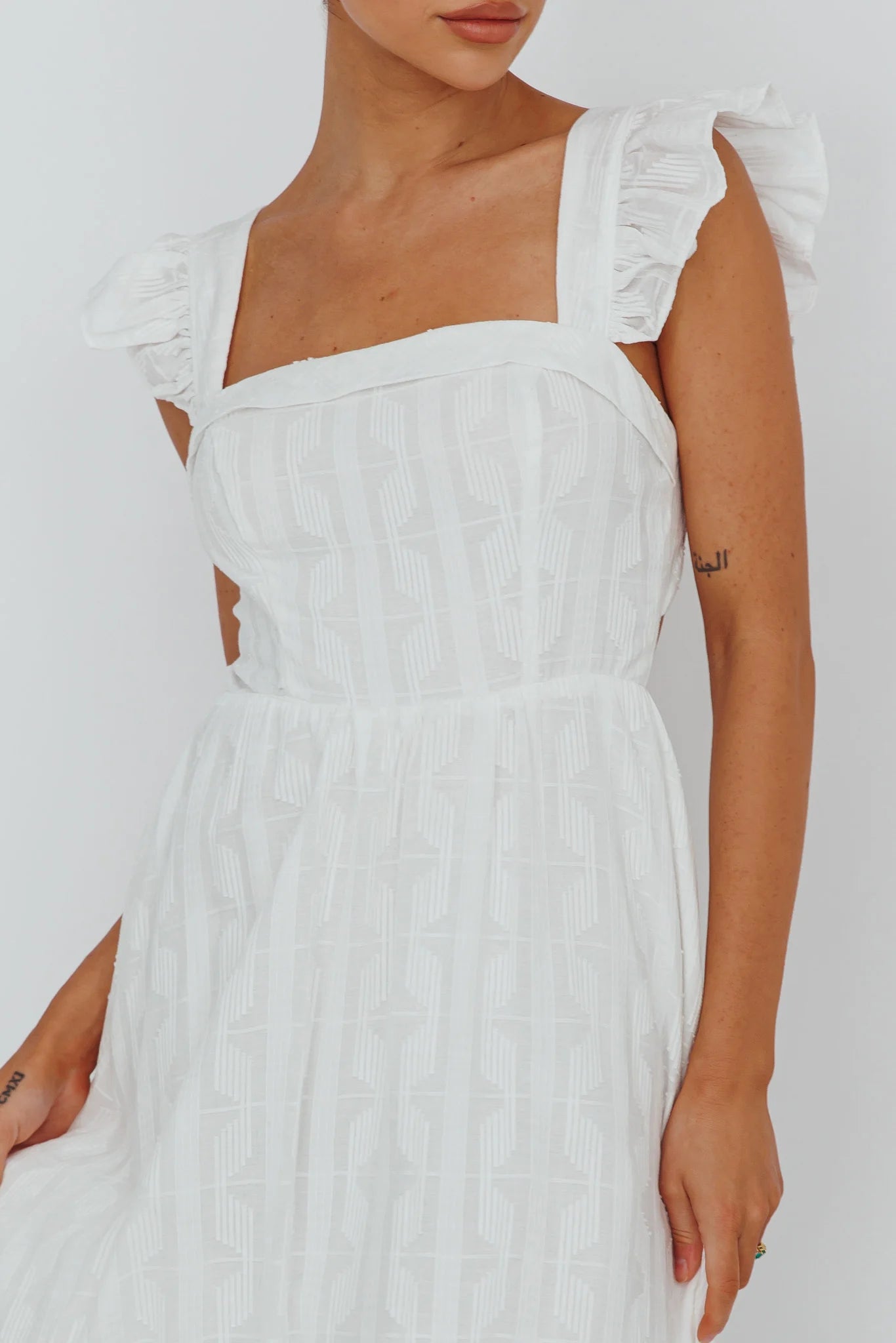 Greatest Hits Ruffle Strap Maxi Dress White