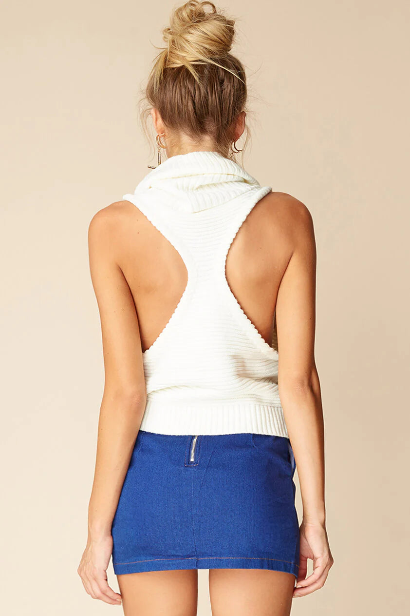 Jenny Sleeveless Cowlneck White
