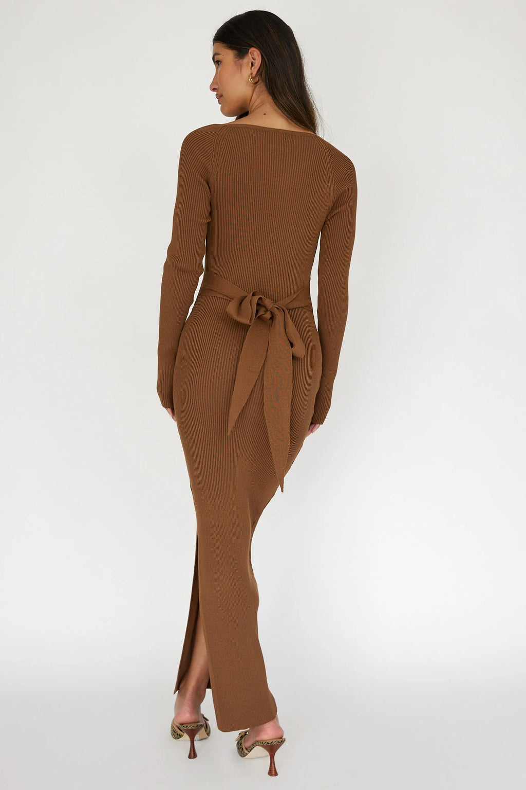 Twilight Moments Long Sleeve Knit Dress Chocolate